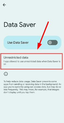 Allow unrestricted data usage to certain apps