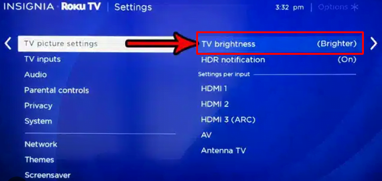 How to turn Brightness down on roku tv