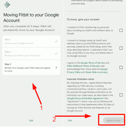 transfer Fitbit account to a Google account